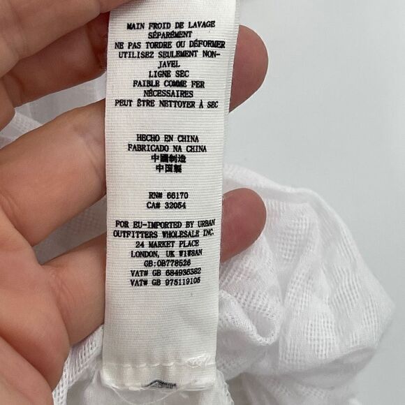 Free People Women's White Square Neck Smocked Short-Sleeve Top Size M - Picture 5 of 7